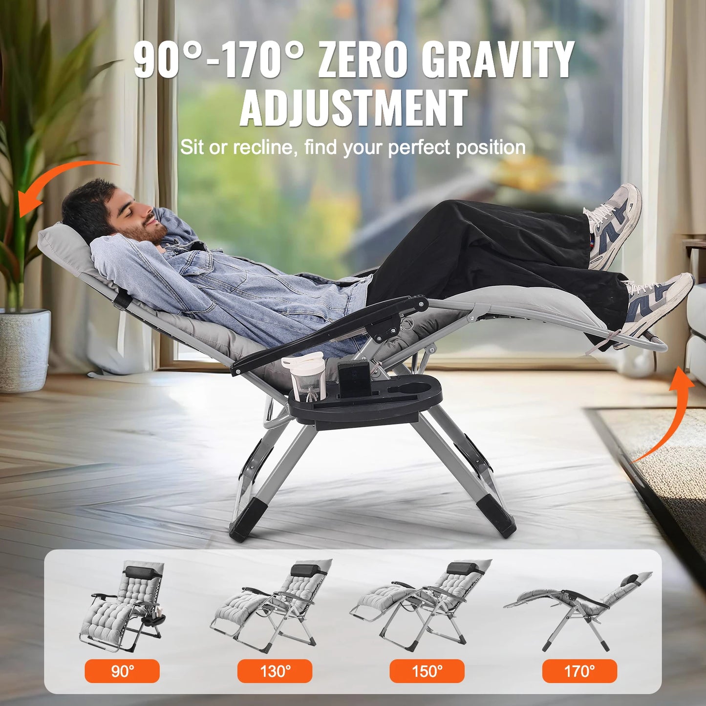SucceBuy Zero Gravity Recliner Chair With Cushion Footrest And Cupholder