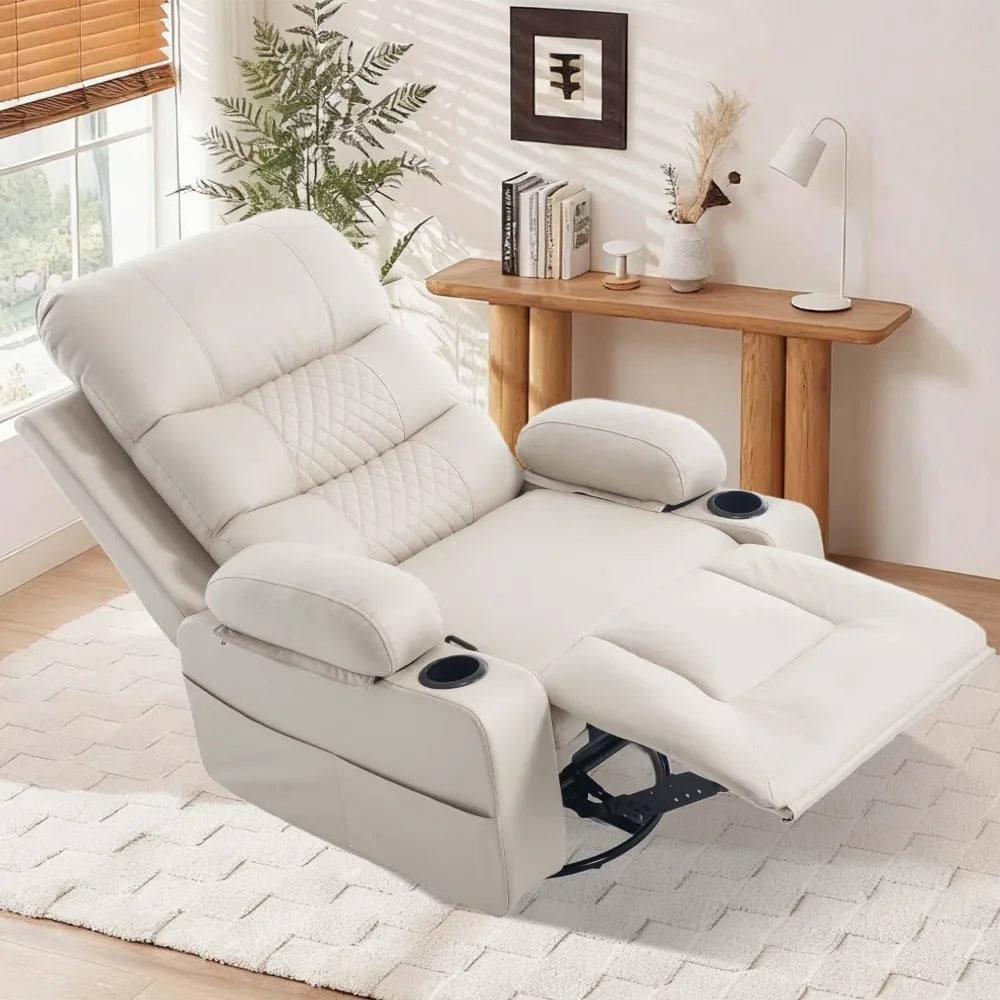 XIAOLANG Rocker Recliner Chair With Heat And Massage Faux Leather