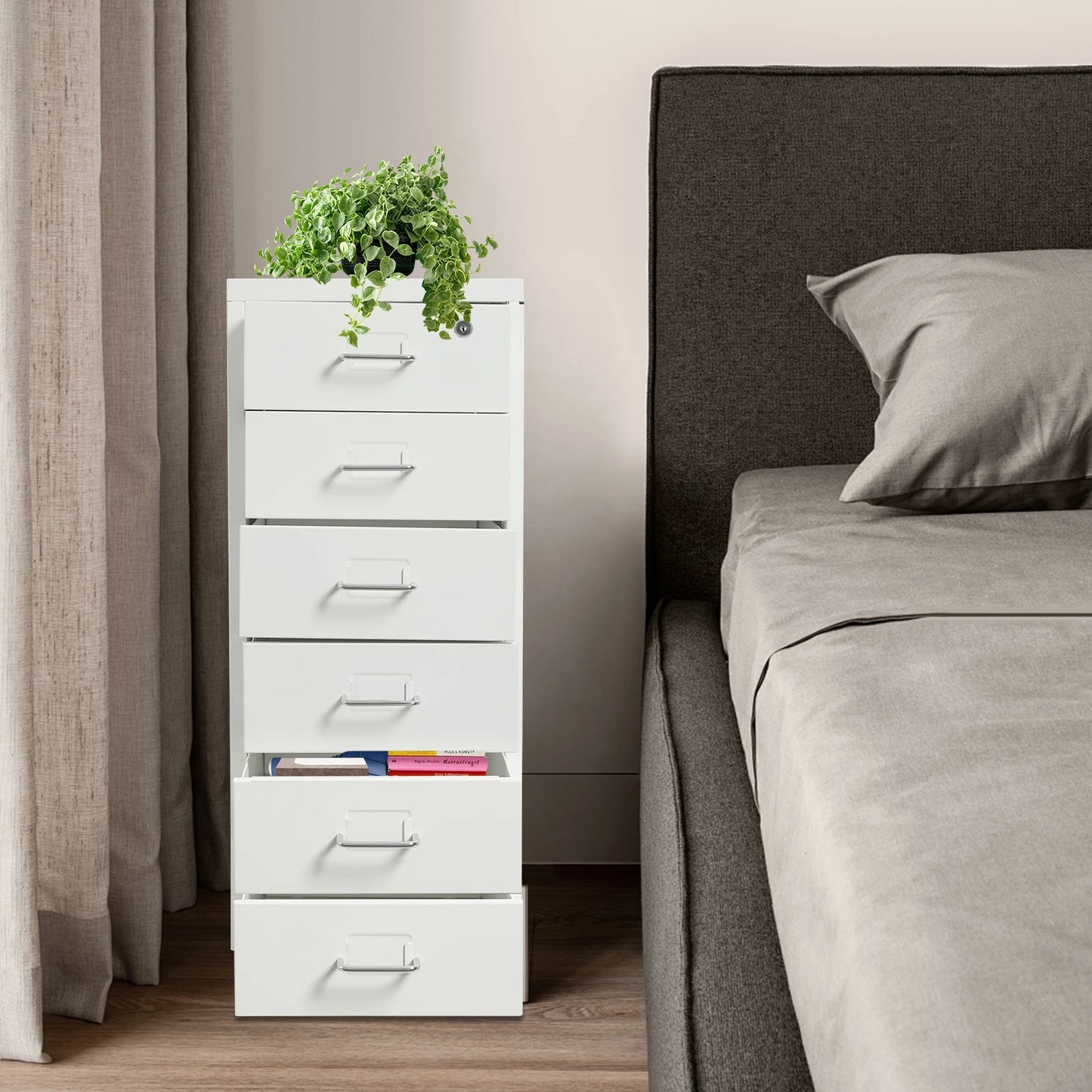 Locking File Cabinet With Metal Wheels For Home Office