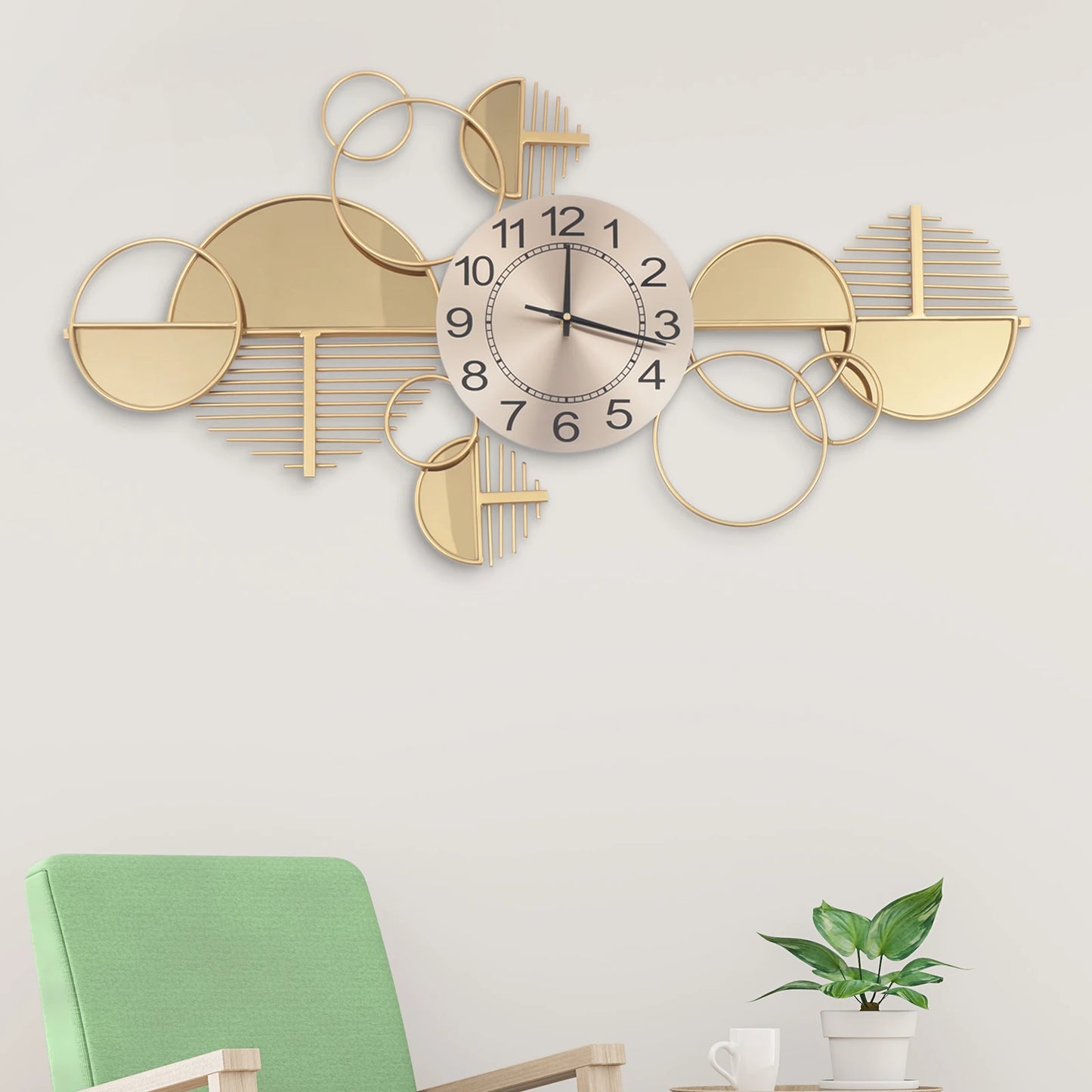 Modern Metal Wall Clock Silent NonTicking Glass Decor