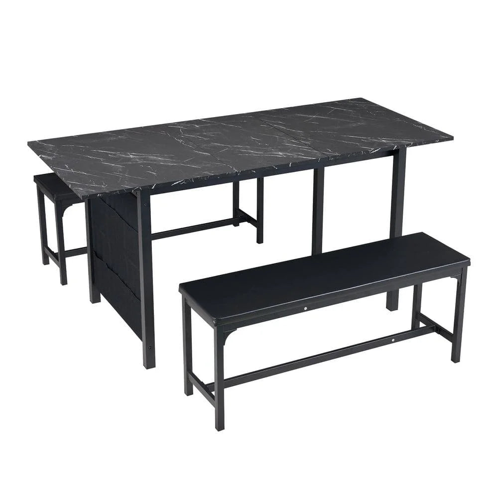 Extendable Dining Table With Benches And Chairs Set Modern Dining Room