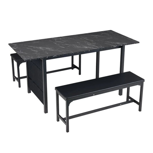 Extendable Dining Table With Benches And Chairs Set Modern Dining Room