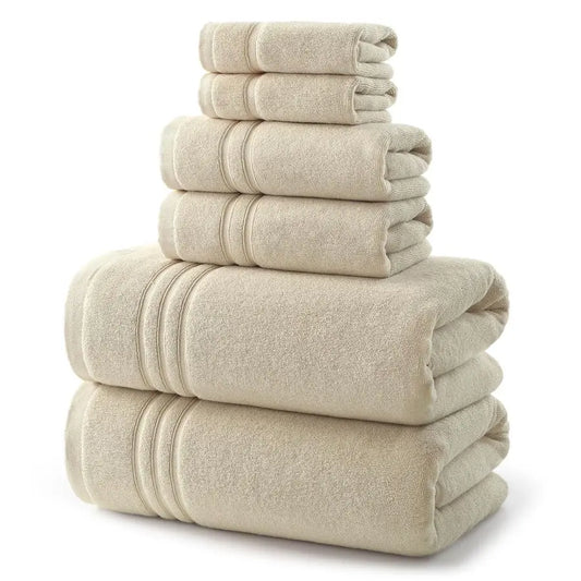 6 Piece Luxury Bath Towel Set 100 Cotton Towels for Bathroom, 600 GSM Premium Beige Towels of 6, Includes 2 Large Bath Sheets, 2