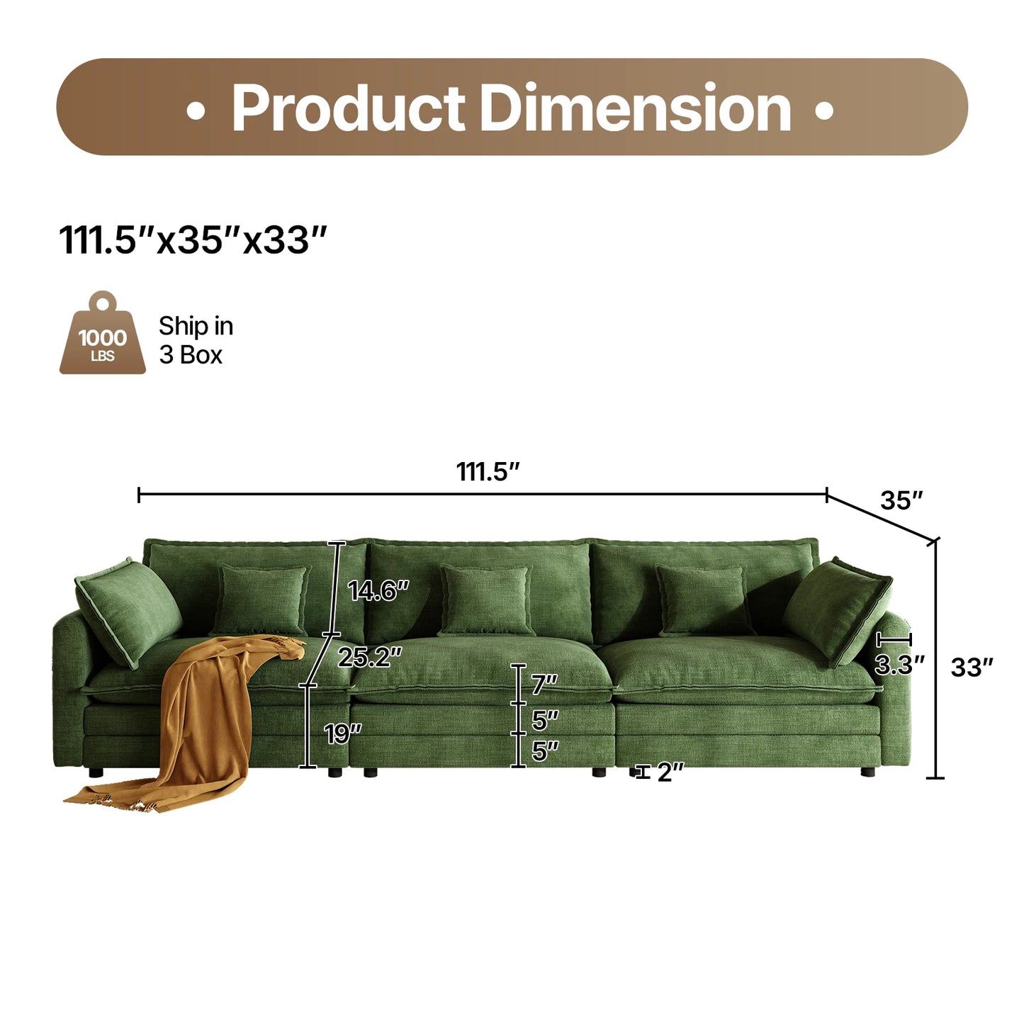 QWCCN L Shaped Modern Sofa Sectional Cloud Couch With Ottoman