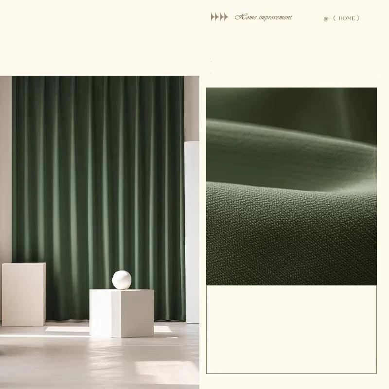 Custom Size French Chenille Cream White Velvet Curtain Modern Simple Blackout Curtains for Living Dining room Bedroom Tulle