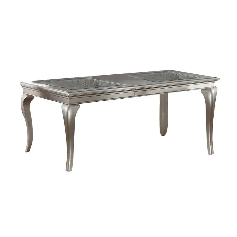 Rectangular Glass Dining Table Set With Tufted Side Chairs