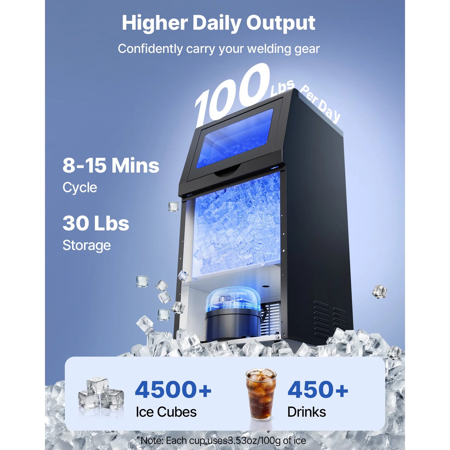 SucceBuy Commercial Ice Maker 80 100 130 160 Lbs Per Day Stainless Steel