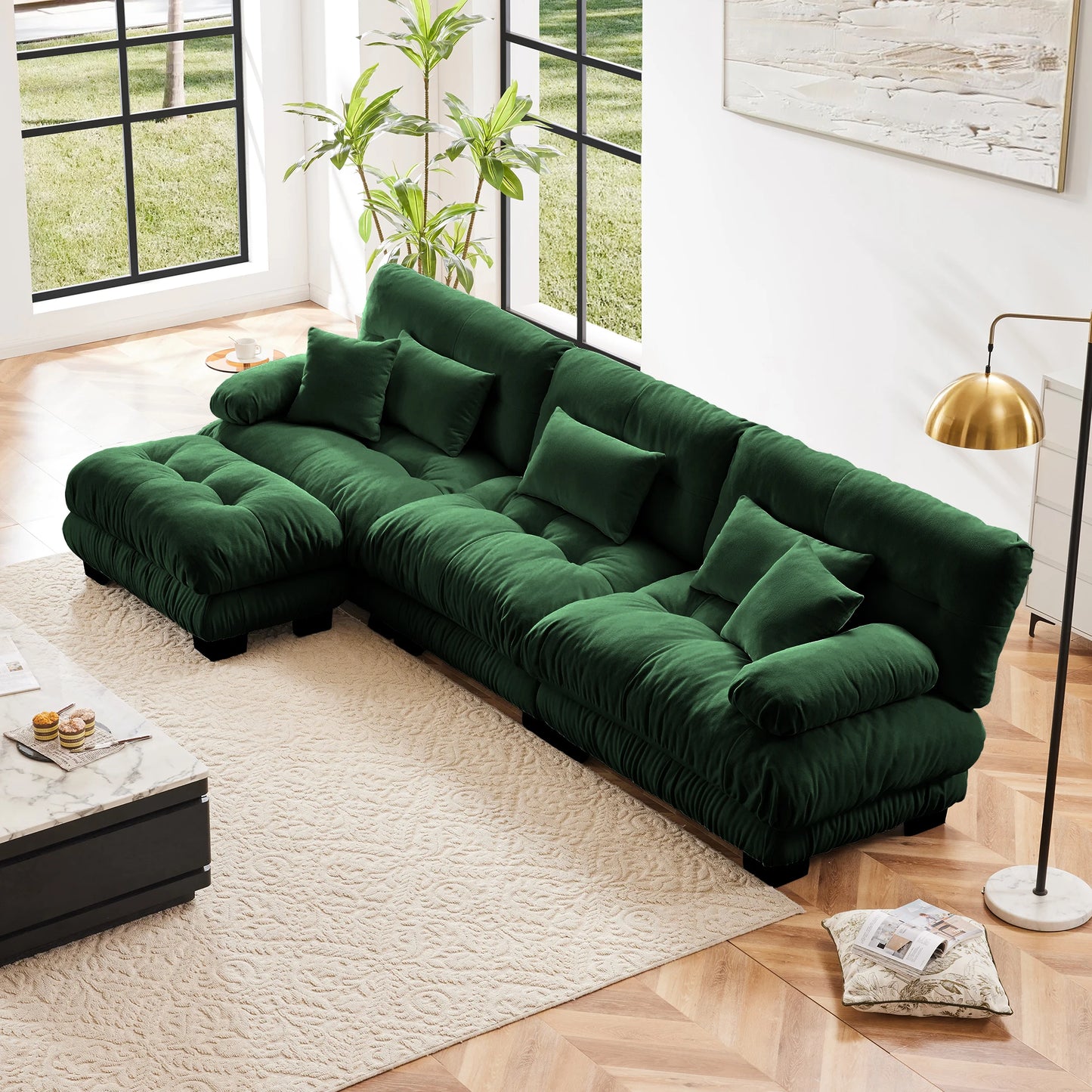 Modular Sectional Sofa Chenille With Ottomans Couch For Home Comfort