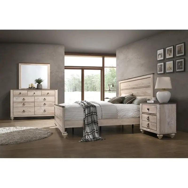 Imerland Contemporary 4 Pieces Bedroom Set Dresser Mirror Nightstand Collection
