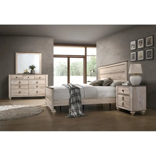 Imerland Contemporary 4 Pieces Bedroom Set Dresser Mirror Nightstand Collection