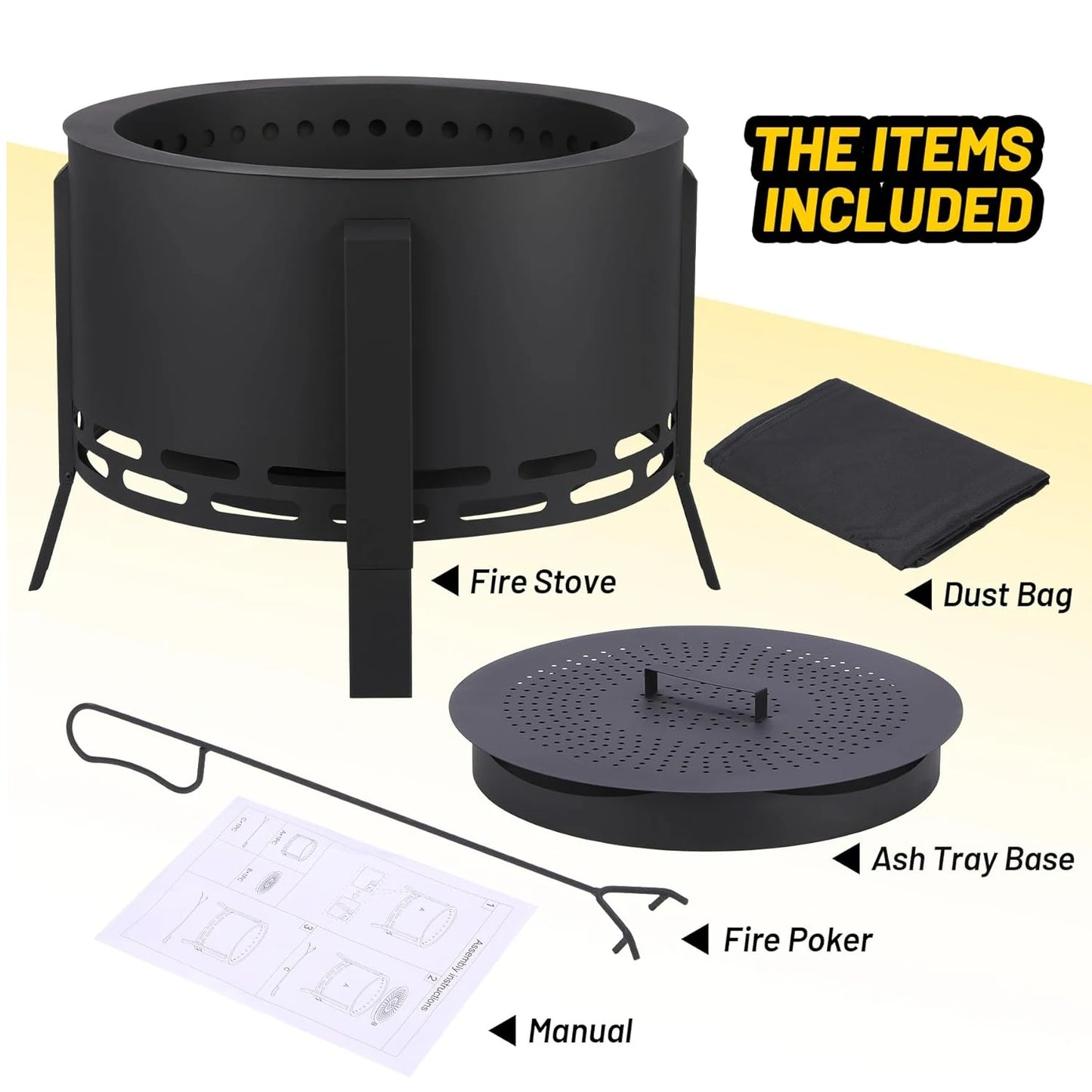 HiMISS Smokeless Outdoor Firepit With Folding Feet