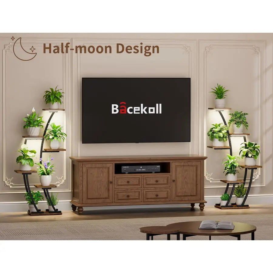 Indoor Plant Stands With Grow Lights Two Pack Corner Shelves