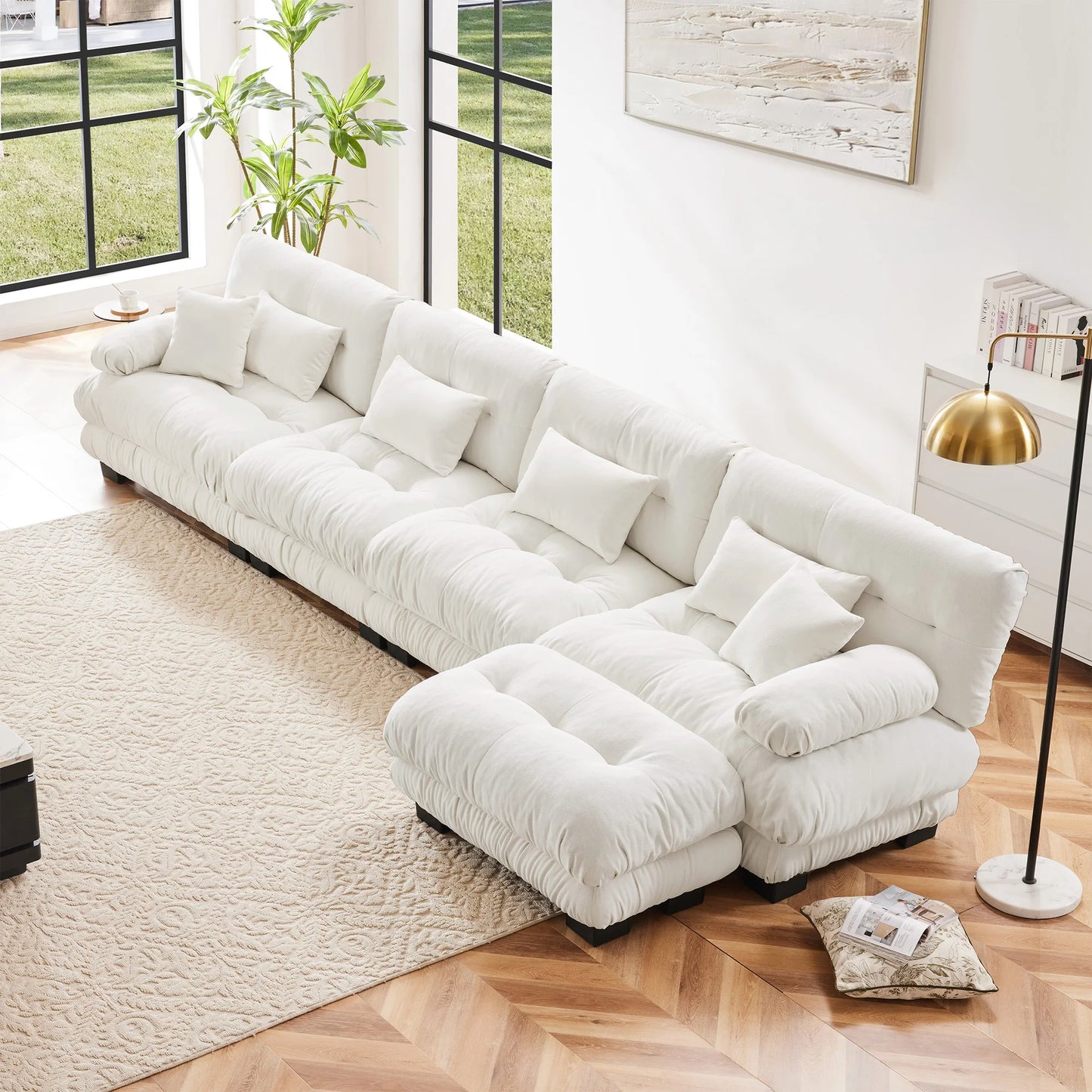 Modular Sectional Sofa Chenille With Ottomans Couch For Home Comfort