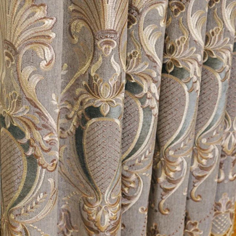 European Style Luxury Chenille Curtains for Living Room Bedroom Dining High Blackout Hollow Embroidered Window Drape Custom Size