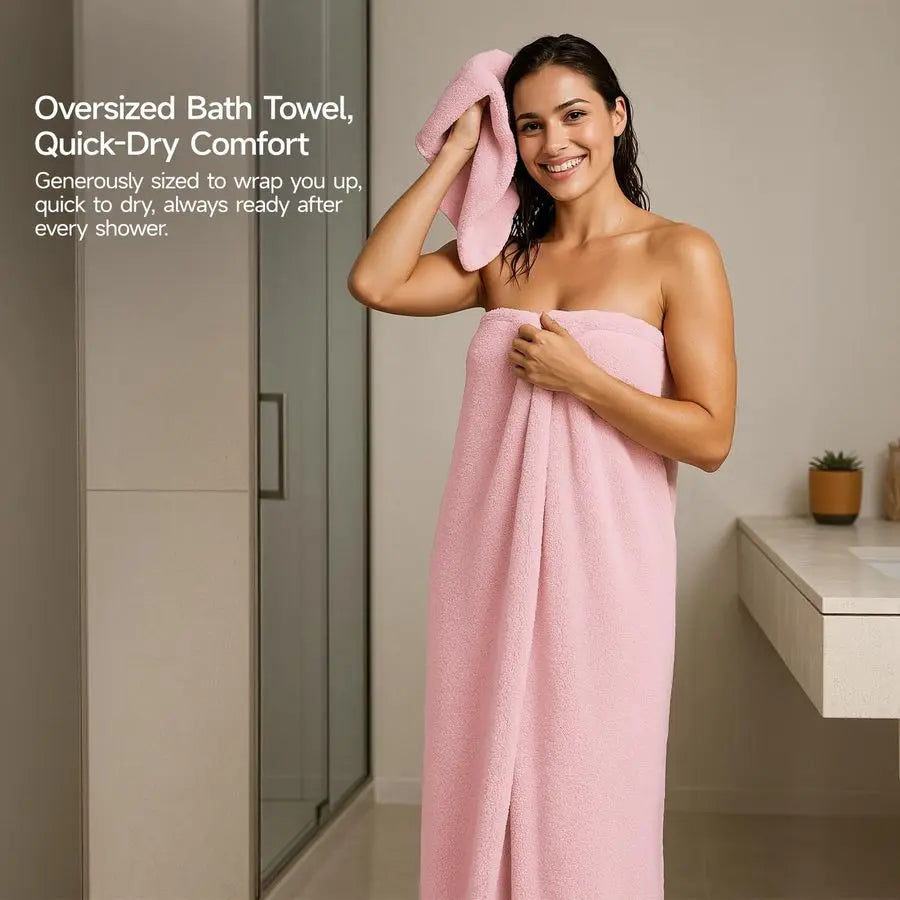 Bath Towels Set of 6 Oversized Bath Sheets 70 x35 in, 670GSM Ultra Soft amp Highly Absorbent, Quick Dry Pink Towel Sets for Bath