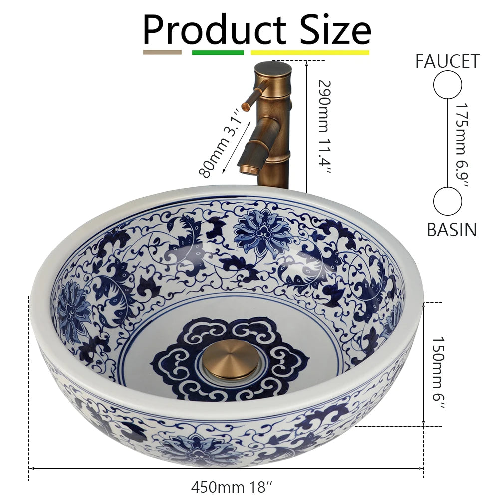 Torayvino Ceramic Vessel Sink and Faucet Set for Bathroom