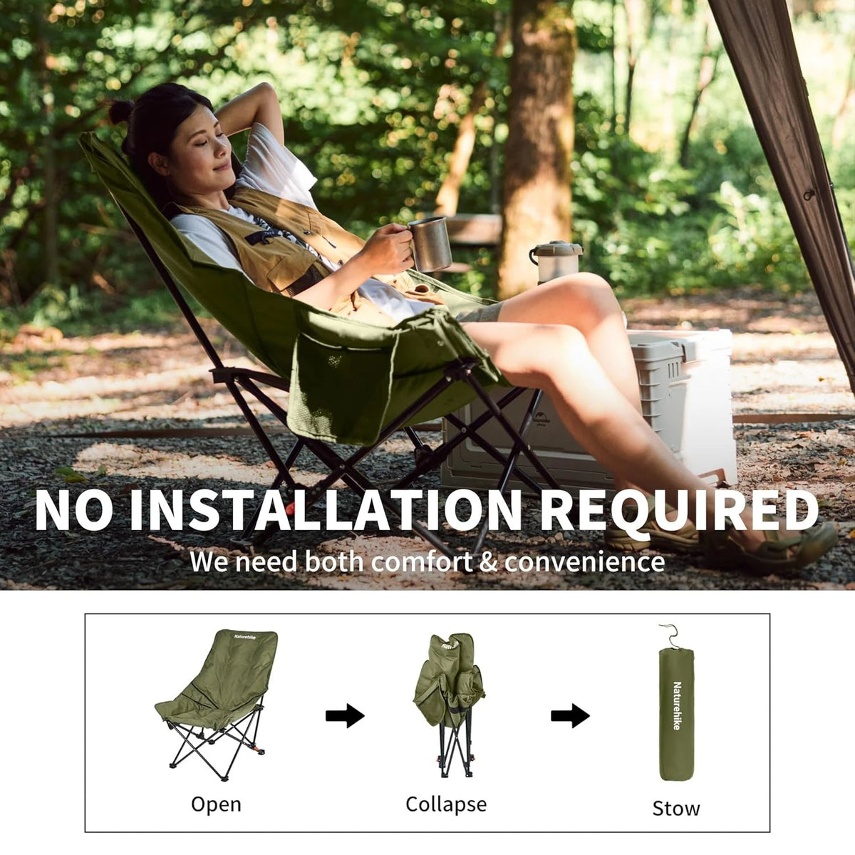 Naturehike High Back Moon Camping Folding Lounge Chair