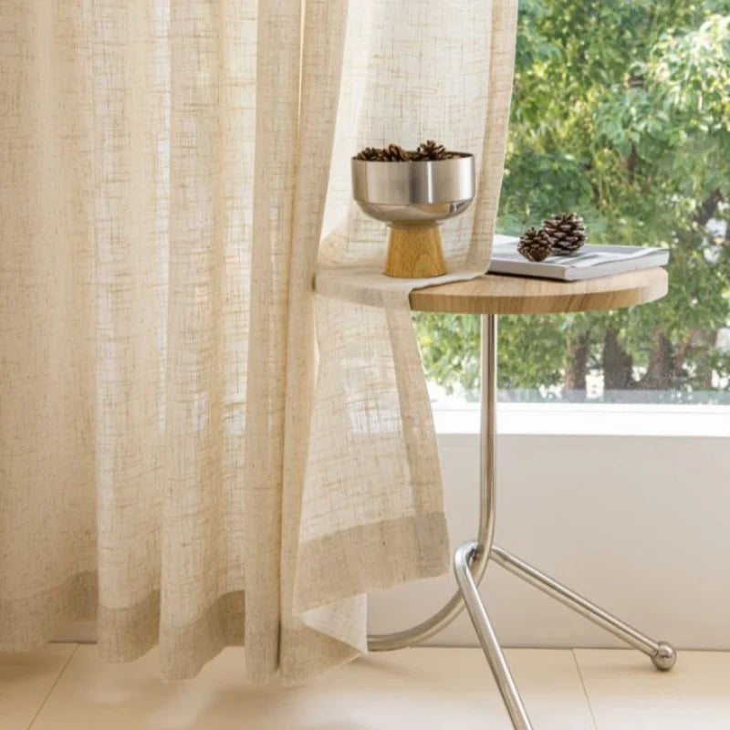 Extra High 350cm/400cm Height Faux Linen Sheer Curtains for Bedroom Light Flitering Tulle Curtain to Keep Privacy Home Decor