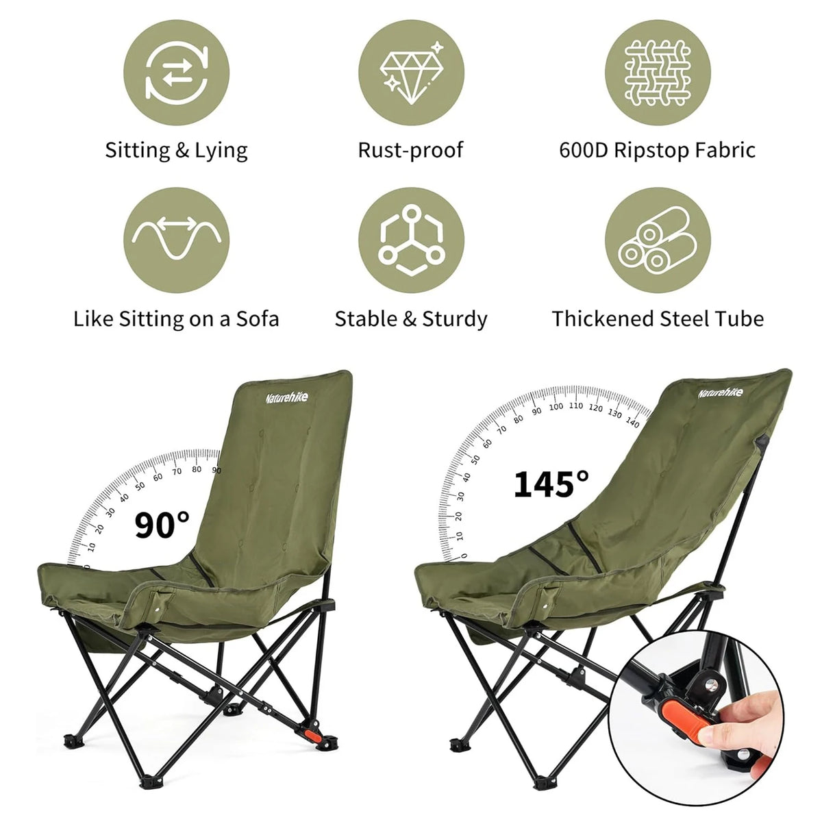 Naturehike High Back Moon Camping Folding Lounge Chair