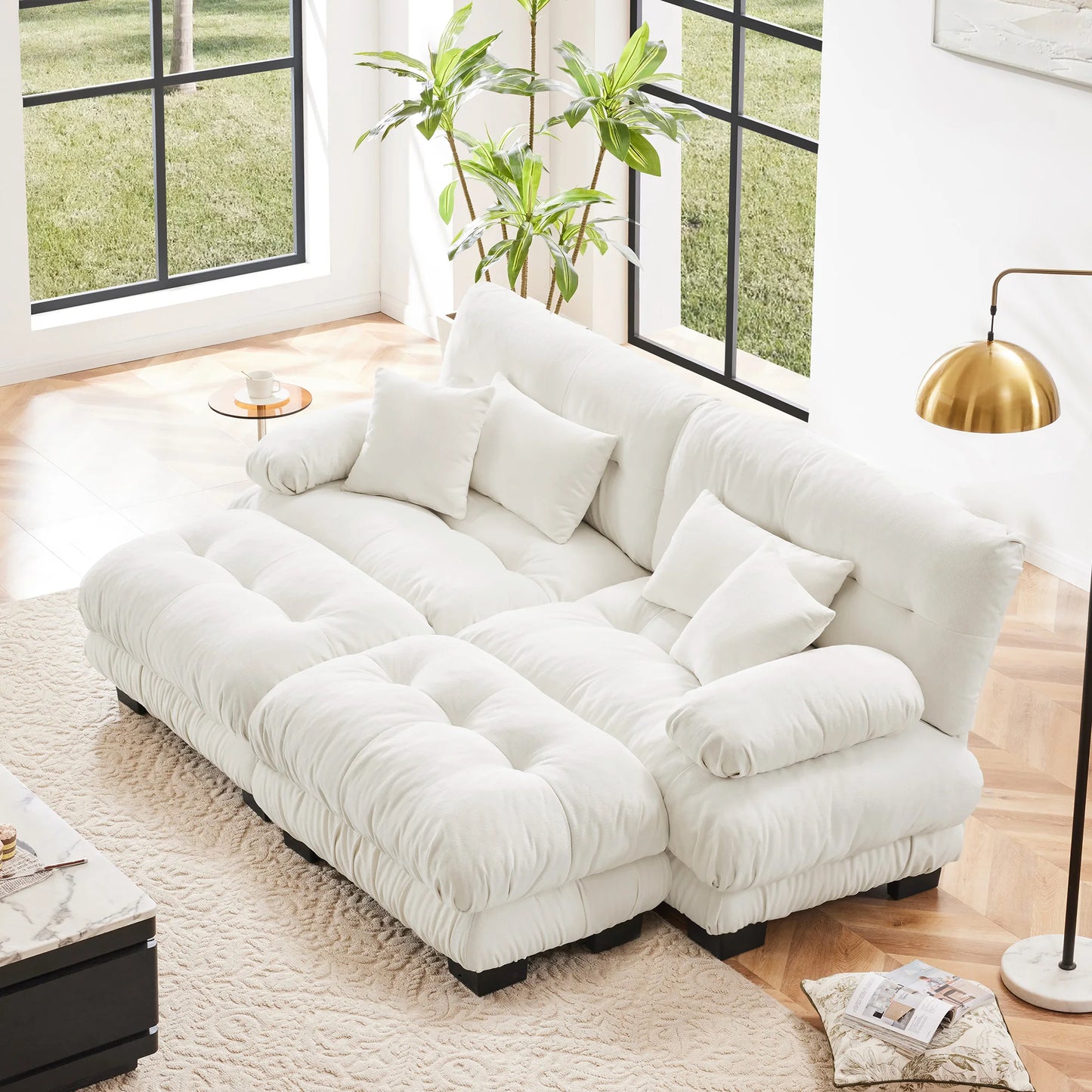 Modular Sectional Sofa Chenille With Ottomans Couch For Home Comfort
