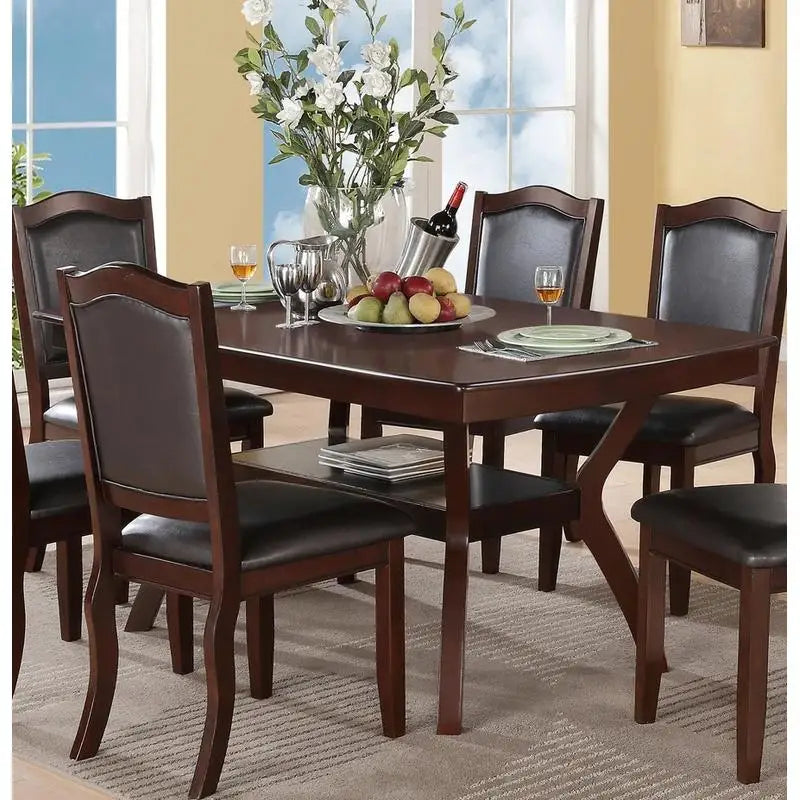Formal Dining Set With Solid Wood Table And 6 Chairs