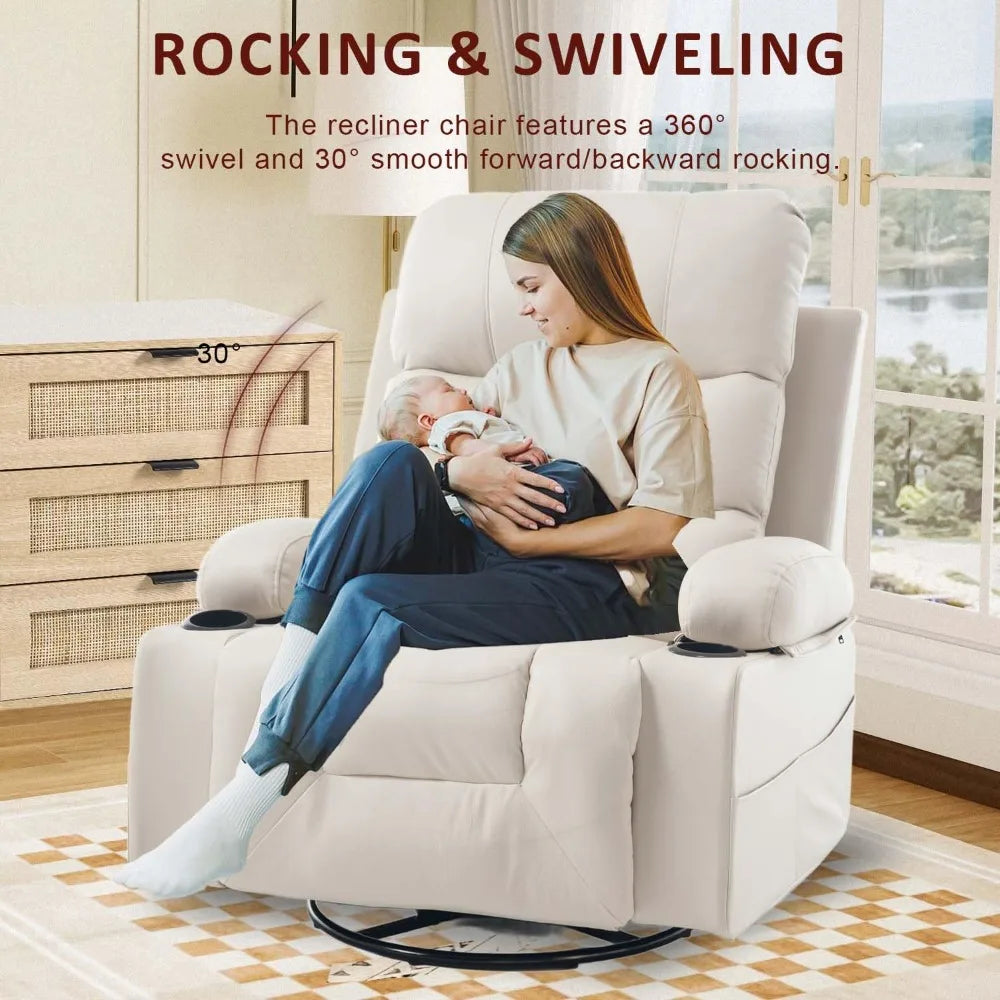 XIAOLANG Rocker Recliner Chair With Heat And Massage Faux Leather