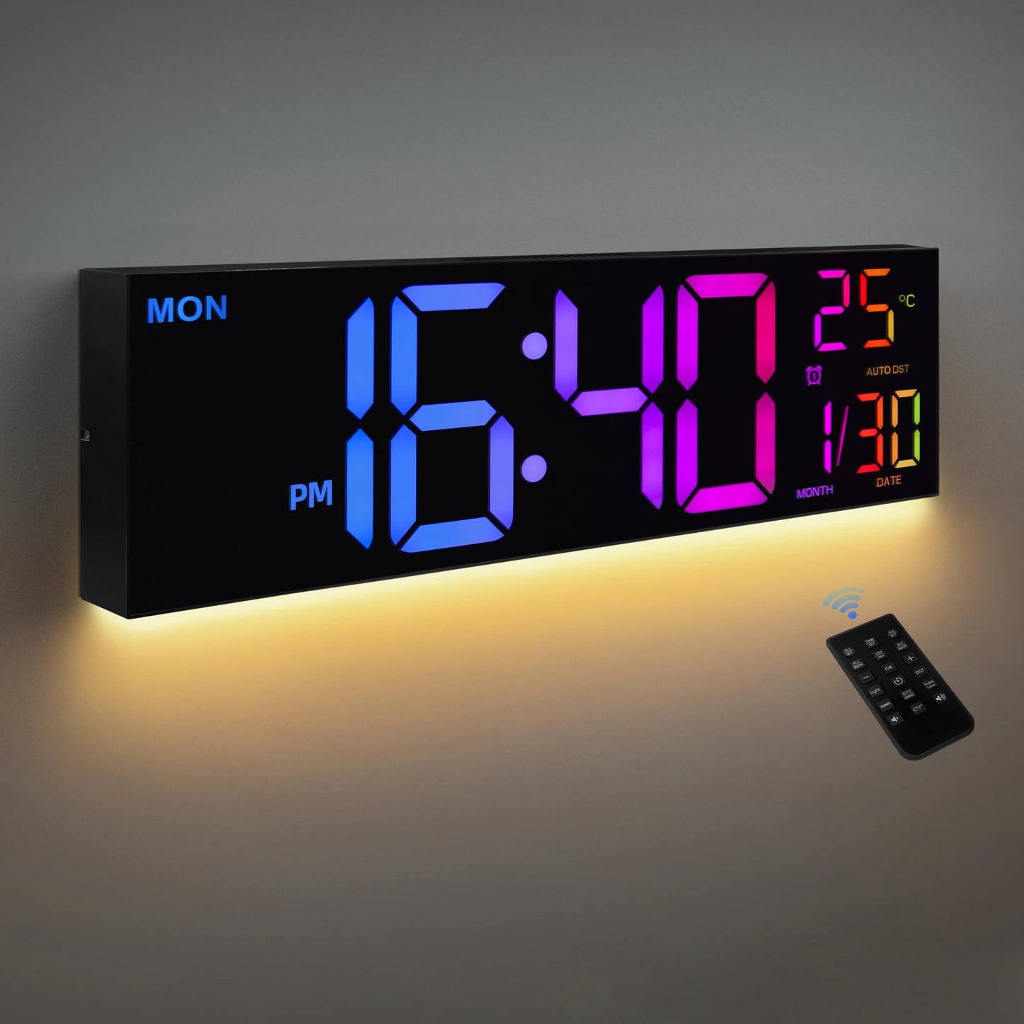 Hign-concerned Digital Wall Clock With Remote Alarm DST Temperature LED-Display-Analytics