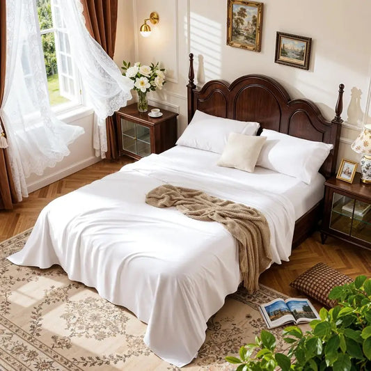 100 Egyptian Cotton Sheets Set 1000 Thread Count,Queen Size Bed Sheet 4 Piece Sets,Long Staple,16 Inches Deep Pocket,All Season,