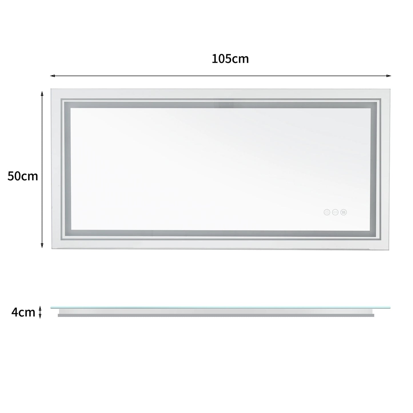 BORWART Illuminated Fogless Rectangular Bathroom Mirror