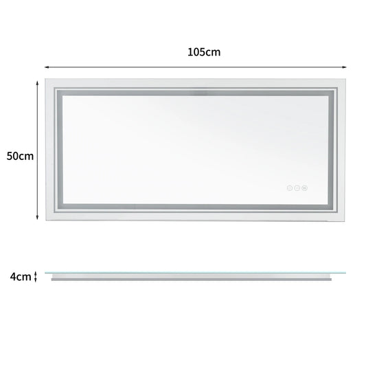 BORWART Illuminated Fogless Rectangular Bathroom Mirror