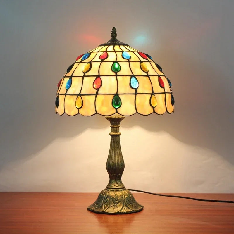 Jiankexing Retro Stained Glass Desk Lamp For Home Lighting