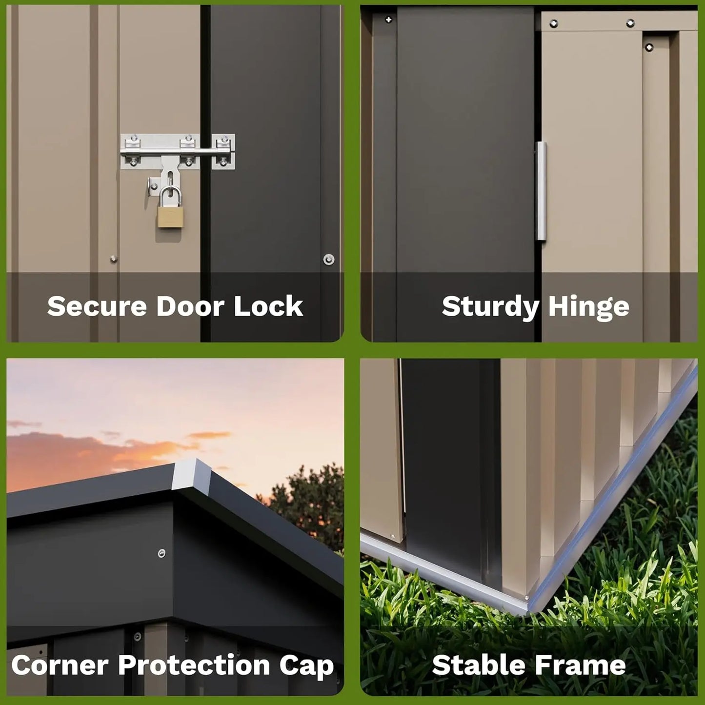 Metal Outdoor Storage Shed With Lockable Door And Waterproof Roof