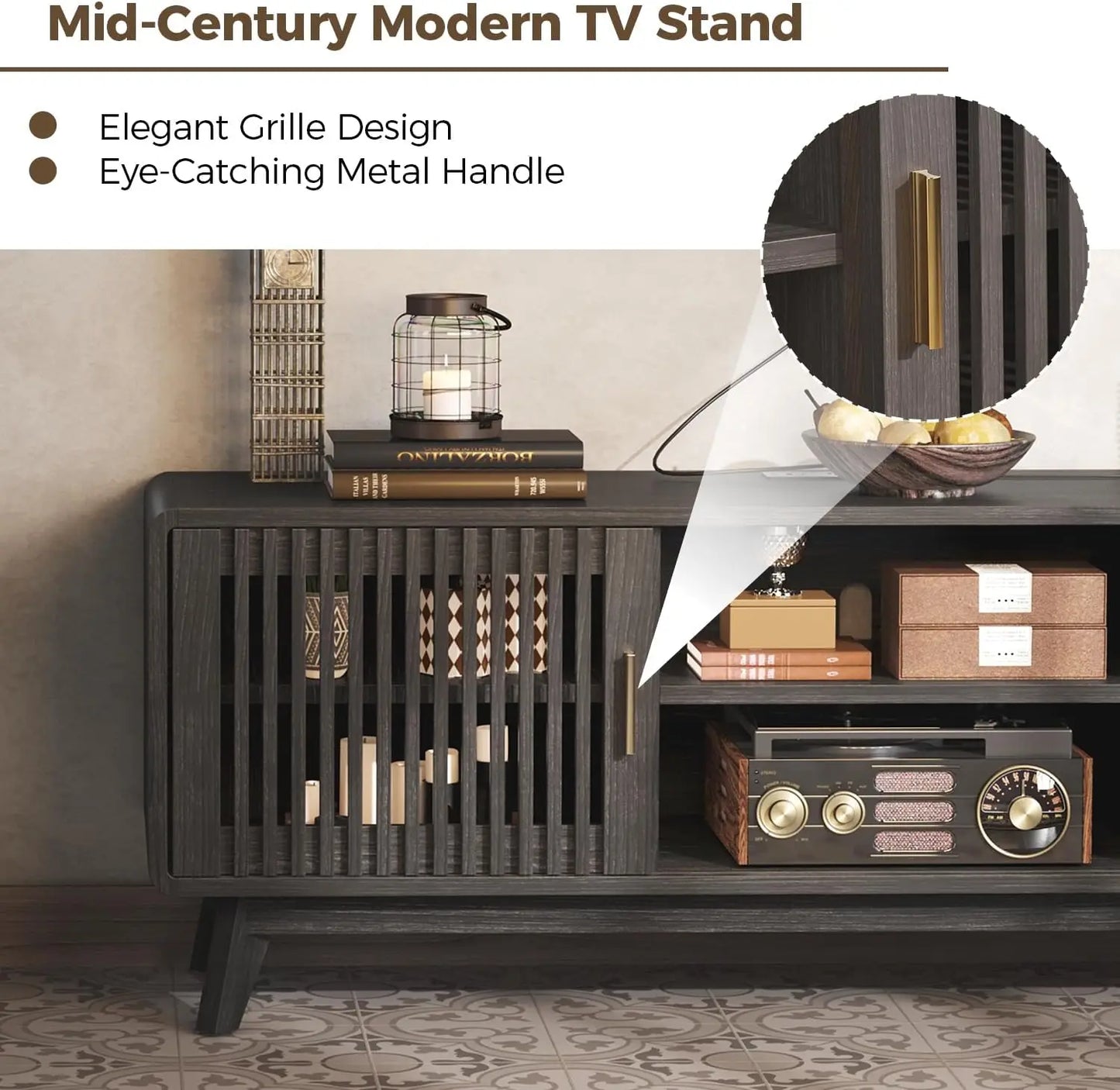Ironck TV Stand With FloorToCeiling SlidingDoors AndIntegratedPowerChargingStation