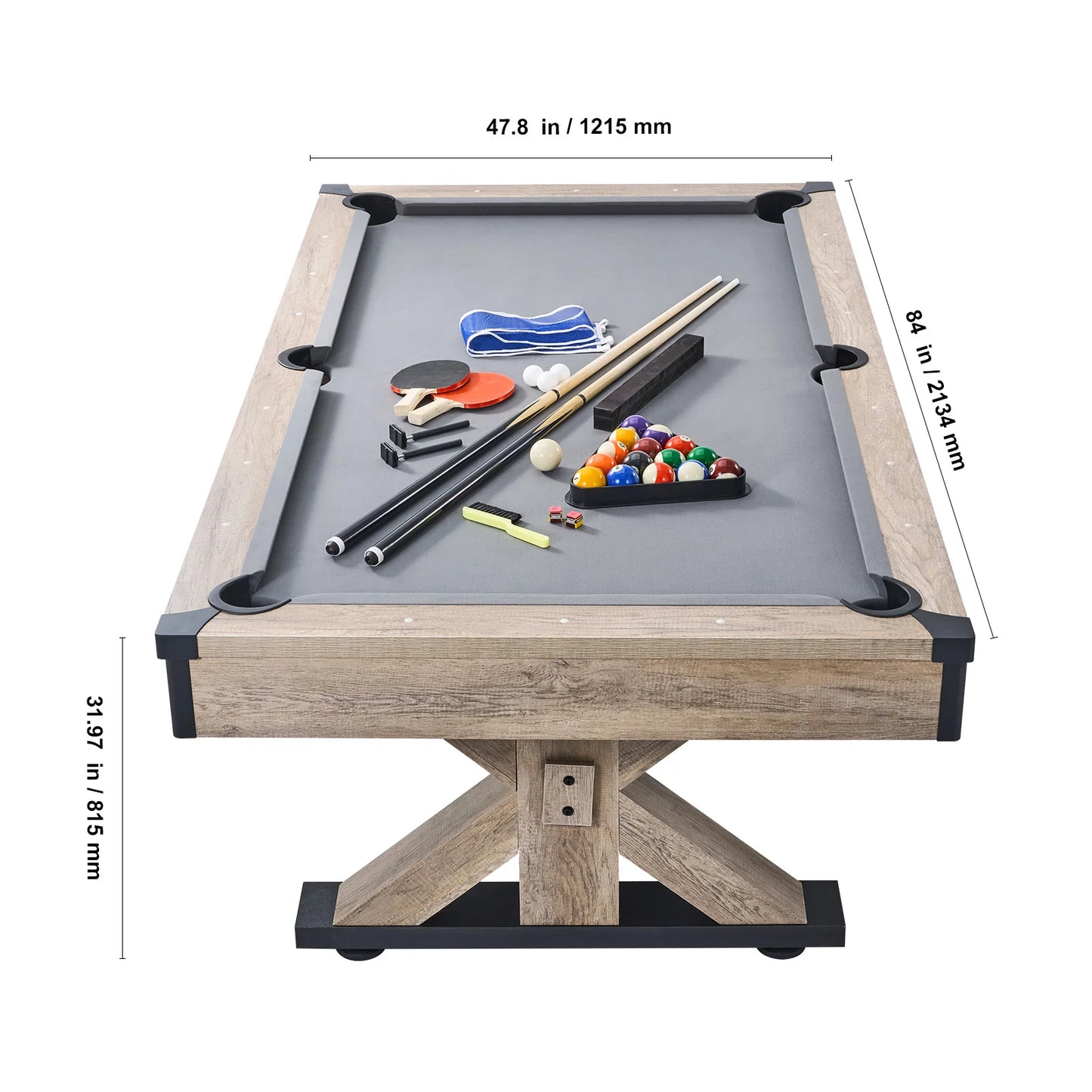 Three In One Billiards Table Multi Game Set Pool Tennis