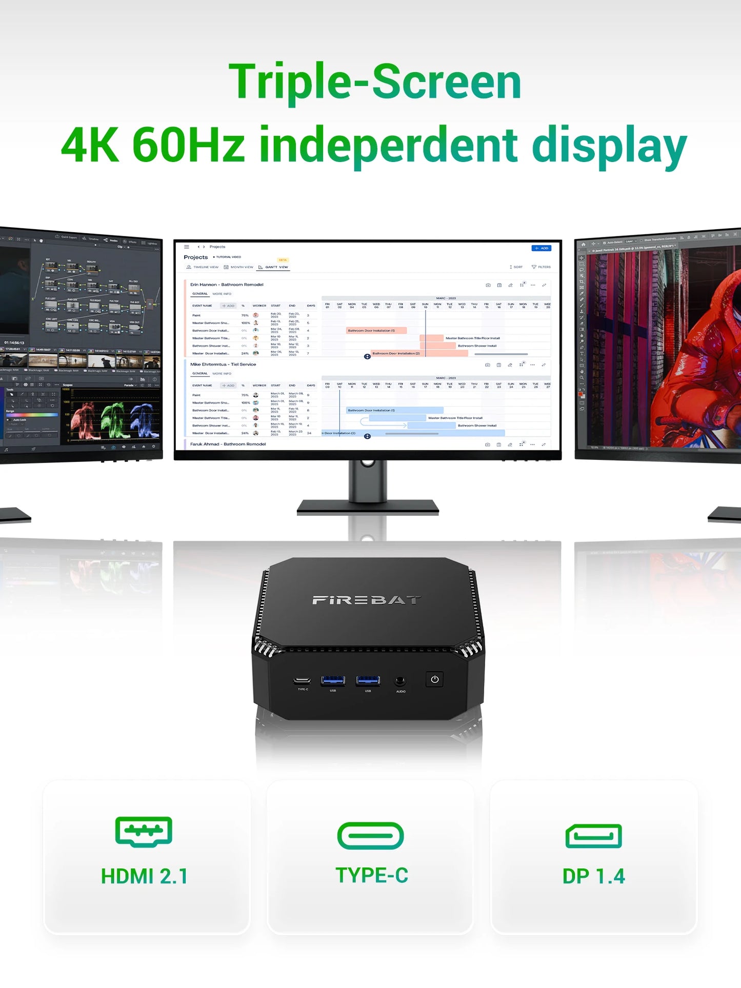 Firebat A6 Personal Computer AMD R7 7735HS 16GB 512GB SSD