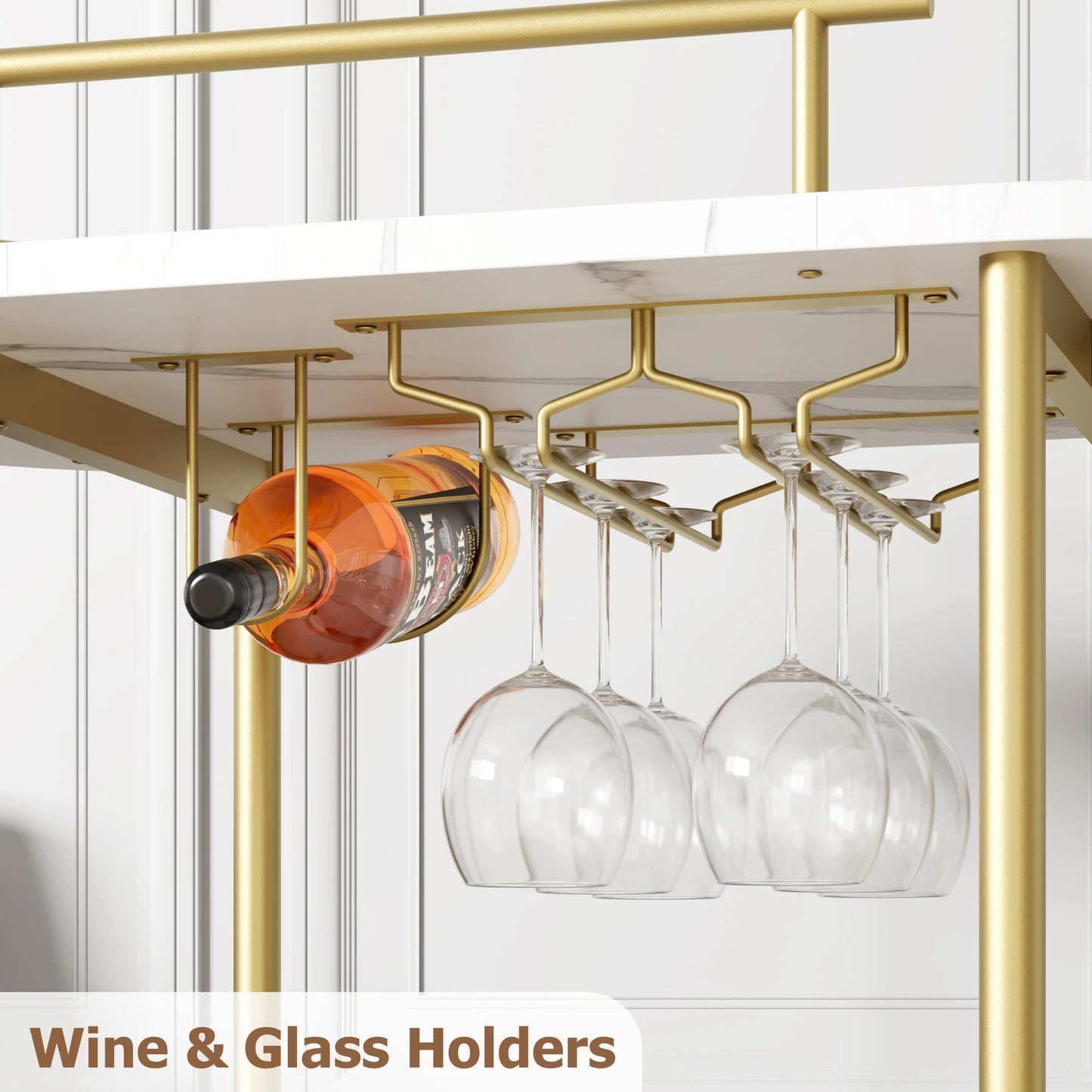 TWISTER.CK Four Tier Bar Cart On Wheels With Wine Rack