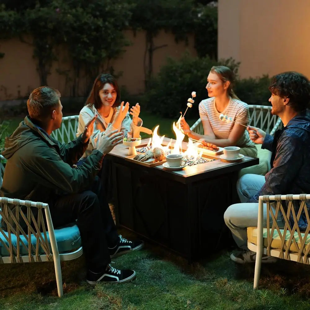 Propane Fire Pit Table Rectangular 60,000 BTU Outdoor Patio Backyard