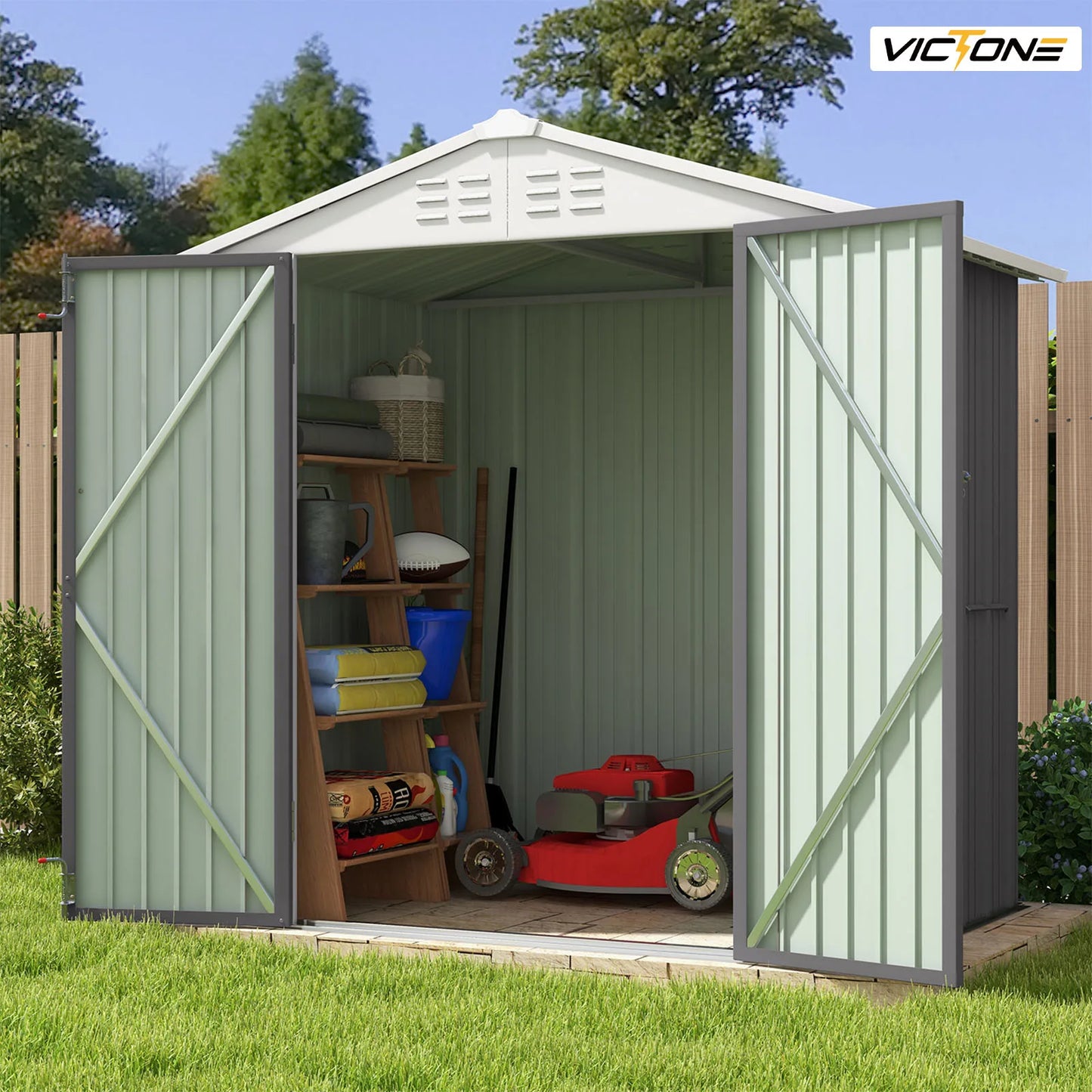 Victone Steel Outdoor Storage Shed With Door And Lock