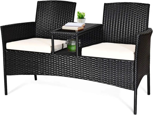 XMSJ Outdoor Wicker Patio Furniture Set With Removable Cushions