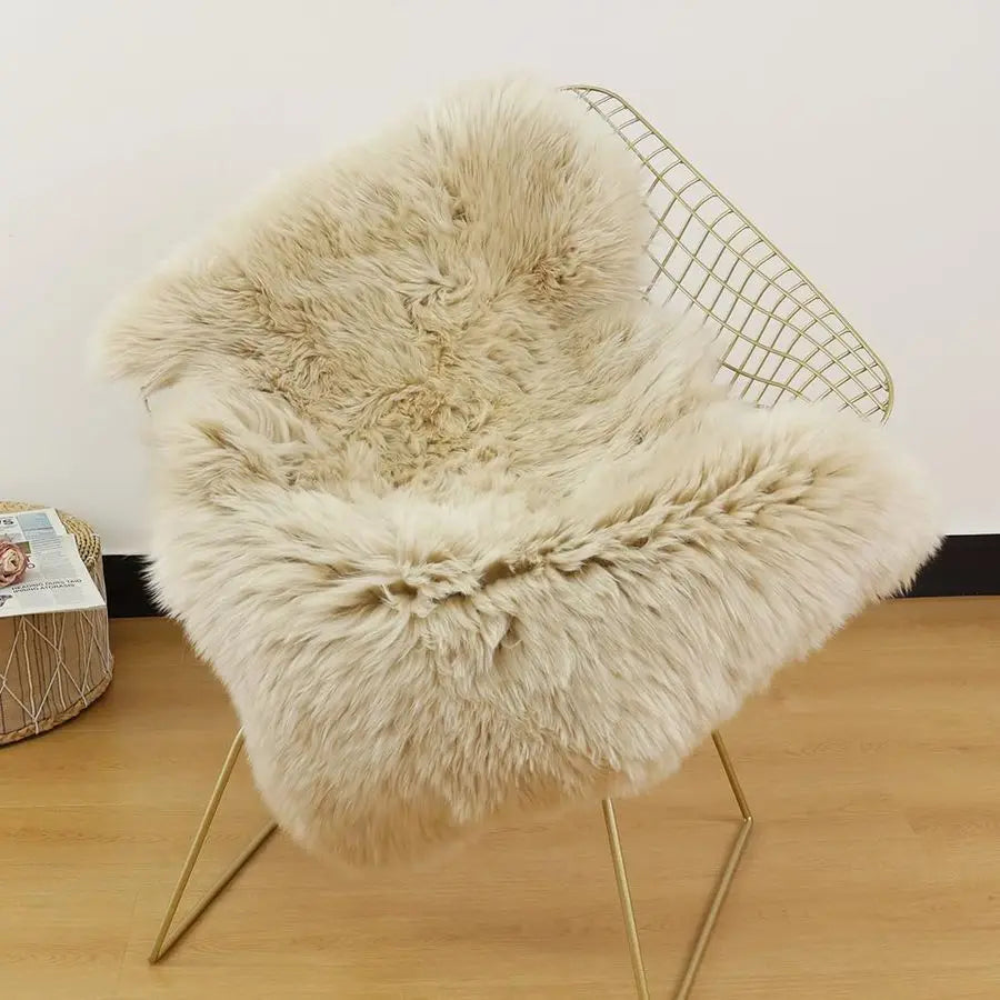 Genuine Sheepskin Wool Area Rug Lambskin Throw for Living Room