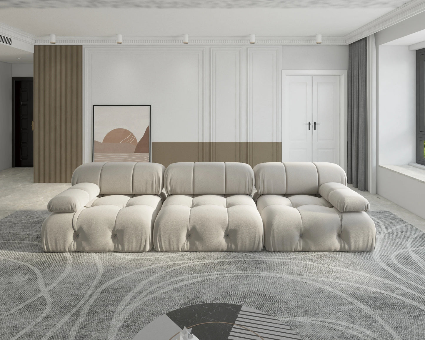 Sdorens Modern Velvet Modular Sectional Sofa Convertible Three Seater