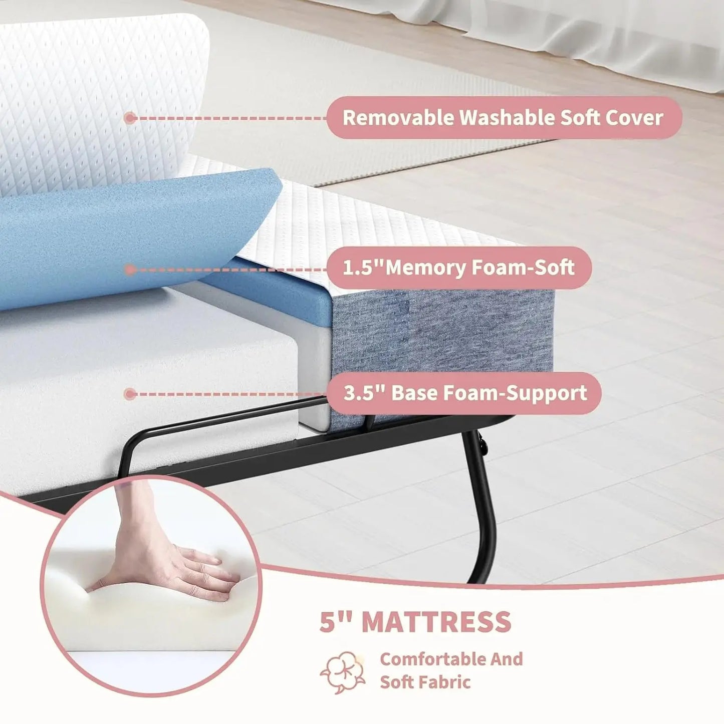 Folding Bed With Mattress For Guests Space Saving Rollaway Bed
