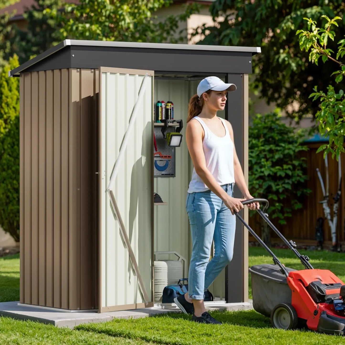 Lockable Metal Outdoor Storage Shed For Garden Anti-Corrosion Customizable