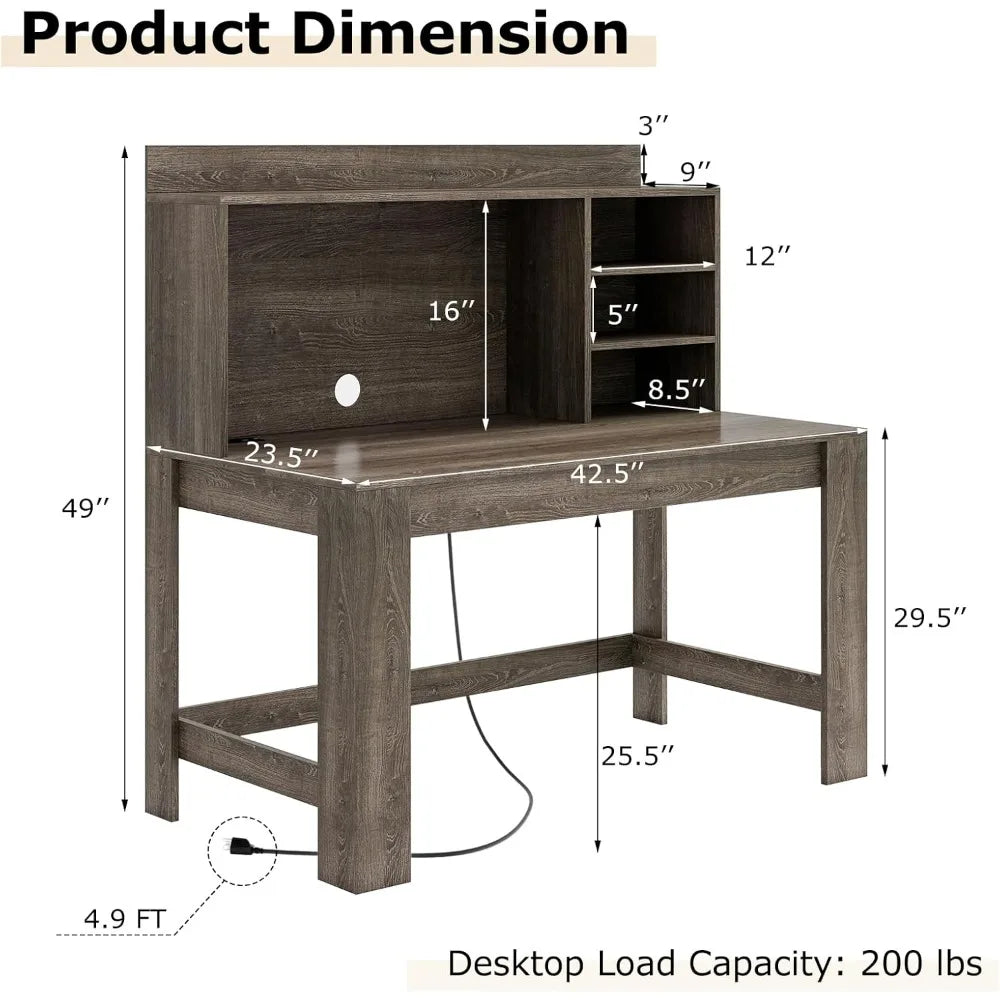 Computer Desk With Hutch And Charging Station L Shaped Desk