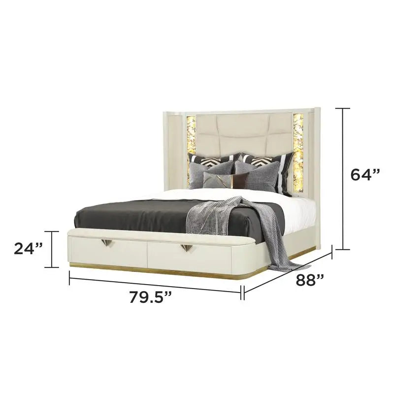 Modern 4 Piece Upholstered Bedroom Set With Wood Frame
