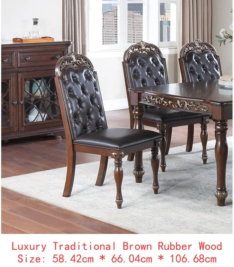 Formal Dining Table With Two Leaves Rubberwood Antique Design