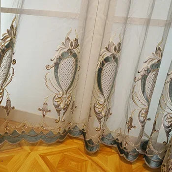 European Style Luxury Chenille Curtains for Living Room Bedroom Dining High Blackout Hollow Embroidered Window Drape Custom Size
