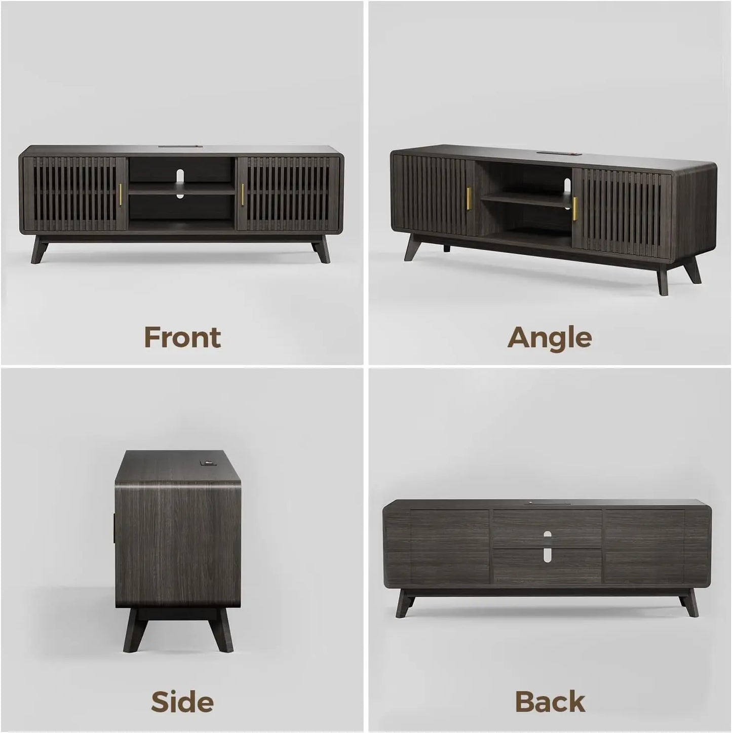 Ironck TV Stand With FloorToCeiling SlidingDoors AndIntegratedPowerChargingStation