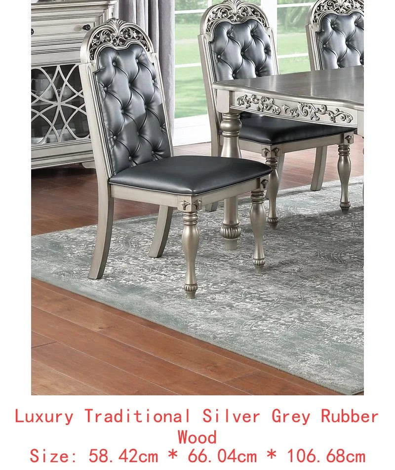 Formal Dining Table With Two Leaves Rubberwood Antique Design