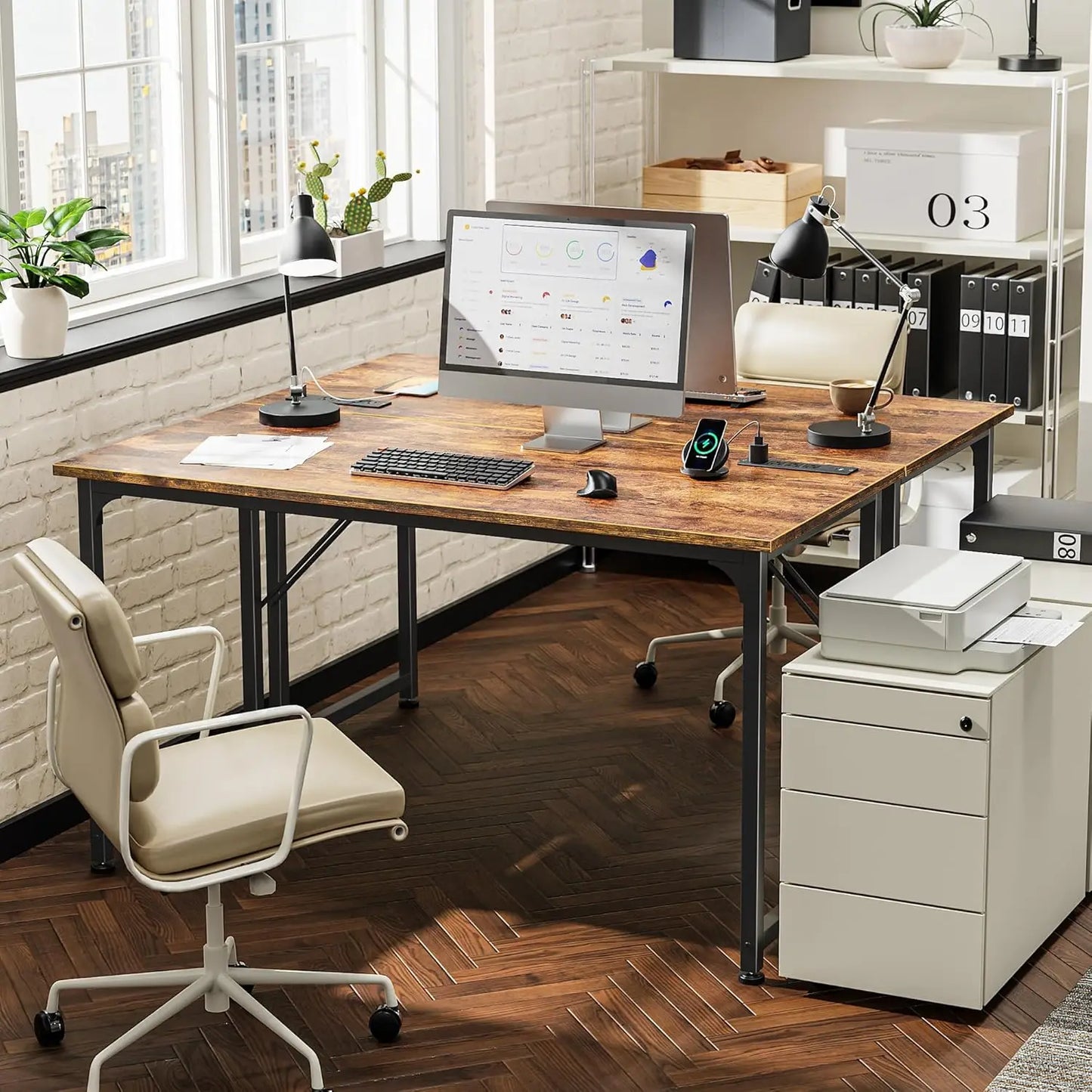 L Shaped Desk With USB Port And High Power Outlets